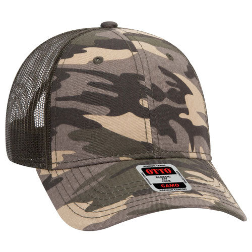 OTTO CAP® 105-1247 - Camouflage 6 Panel Low Profile Mesh Back Trucker Hat