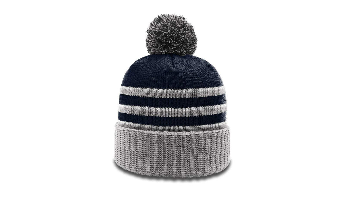 Richardson 134 Striped Beanie w/Cuff & Pom | Cozy Knit Beanie with Bold Stripes and Pom Detailing