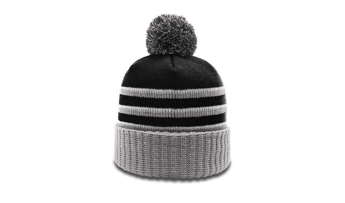 Richardson 134 Striped Beanie w/Cuff & Pom | Cozy Knit Beanie with Bold Stripes and Pom Detailing