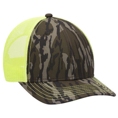 OTTO CAP® 171-1293 - Mossy Oak Camouflage 6 Panel Low Profile Mesh Back Trucker Hat