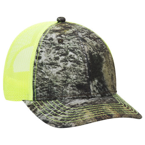 OTTO CAP® 171-1293 - Mossy Oak Camouflage 6 Panel Low Profile Mesh Back Trucker Hat