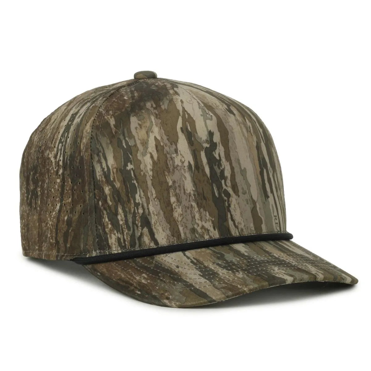 Outdoor Cap 551 Camo Perforated 5-Panel Trucker Hat – High Crown, Structured Polyester Camo Cap with Moisture-Wicking Sweatband