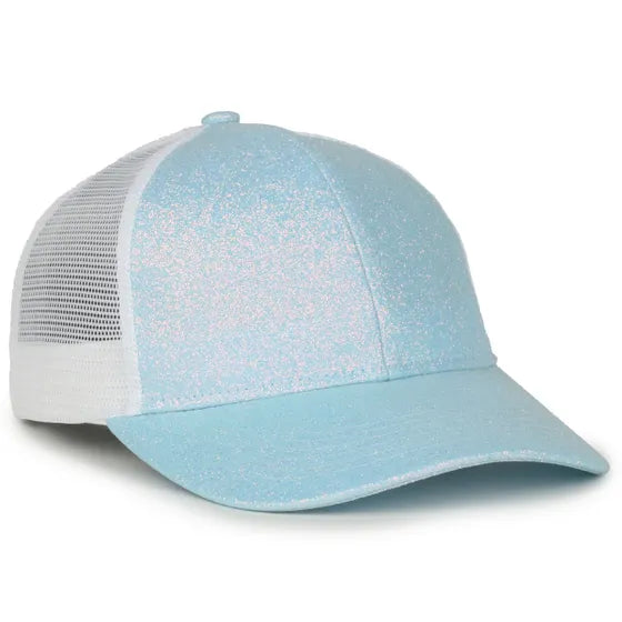 Outdoor Cap OCGLTR Glitter Trucker Hat – Ladies' Low-Crown Mesh-Back Snapback Cap