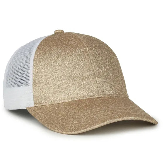 Outdoor Cap OCGLTR Glitter Trucker Hat – Ladies' Low-Crown Mesh-Back Snapback Cap
