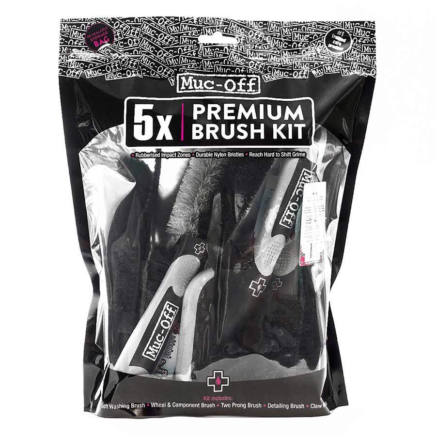 Muc-Off 5-Piece Bike Cleaning Brush Set – Complete Bicycle Cleaning Kit with Storage Bag
