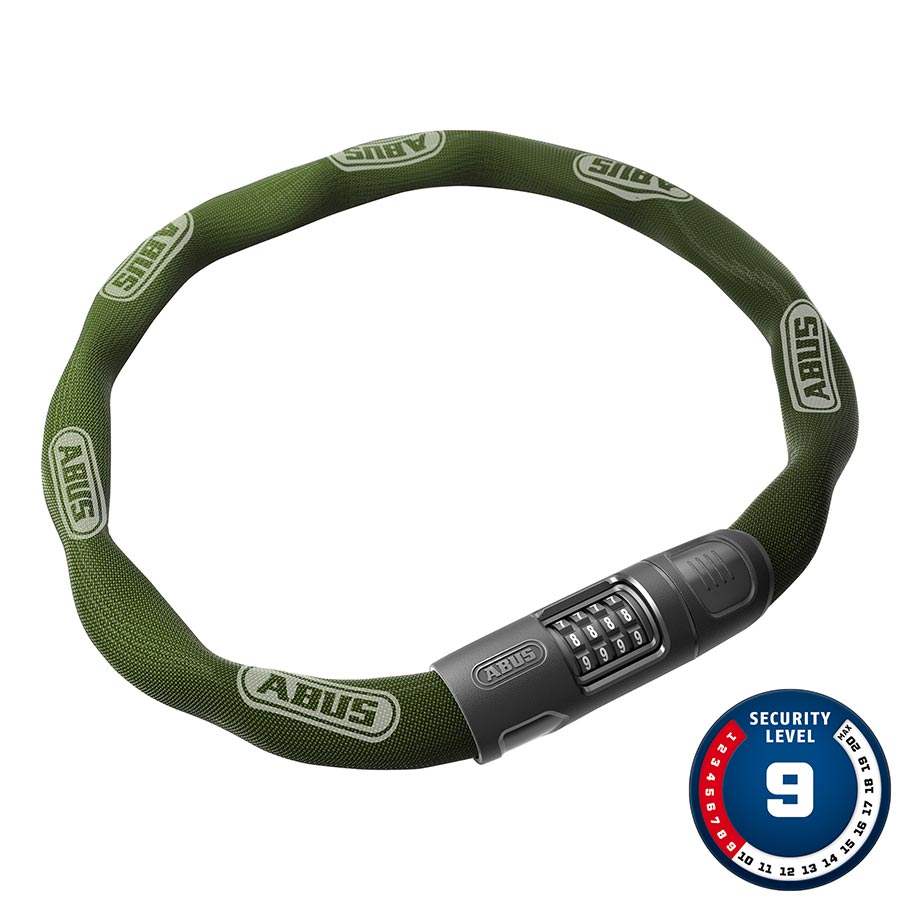 ABUS 8808C Chain Lock – 8mm Hardened Steel, 85cm Length, Resettable Combination, Soft-Touch Sleeve