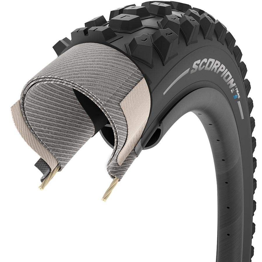 Pirelli Scorpion Trail MTB Tubeless Ready Folding Tire, cutaway showing casing layers