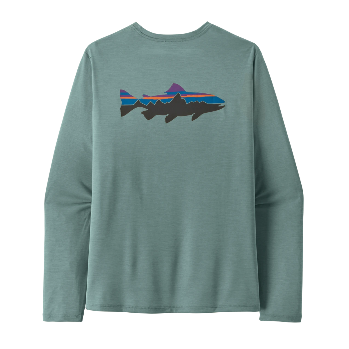 Patagonia Men's L/S Cap Cool Daily Shirt Fitz Roy Trout - Blue Sage/Light Blue Sage X-Dye