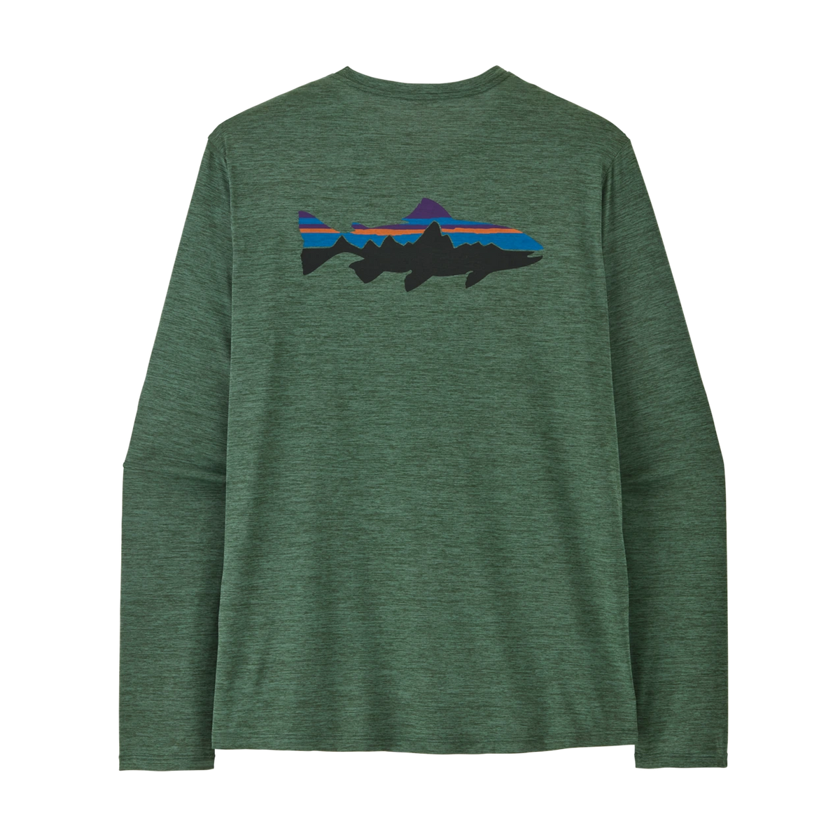 Patagonia Men's L/S Cap Cool Daily Shirt Fitz Roy Trout - Canopy Green/Light Canopy Green X-Dye