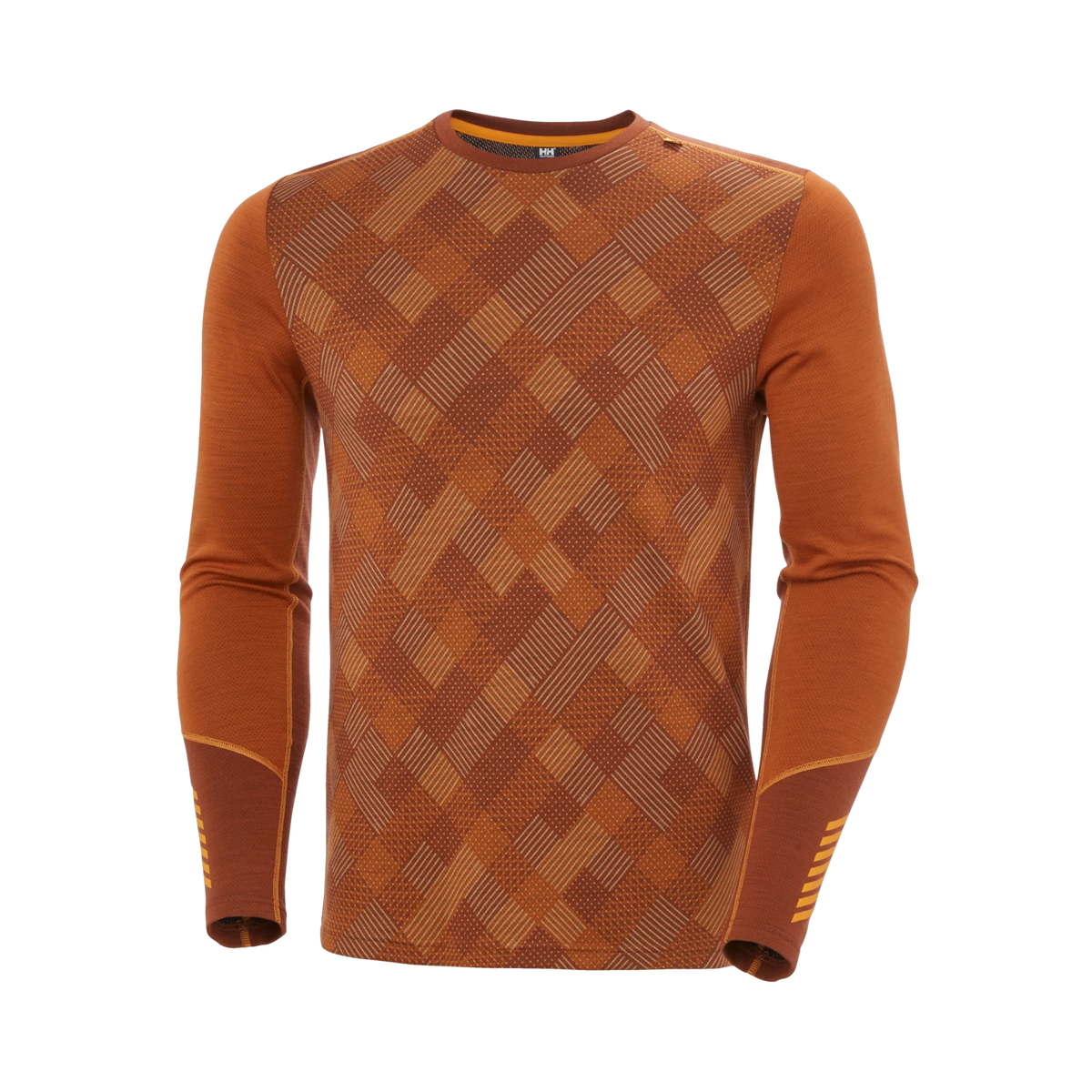 Helly Hansen Lifa Merino Midweight Crew - Men's - Ginger Biscuit Plaid AOP