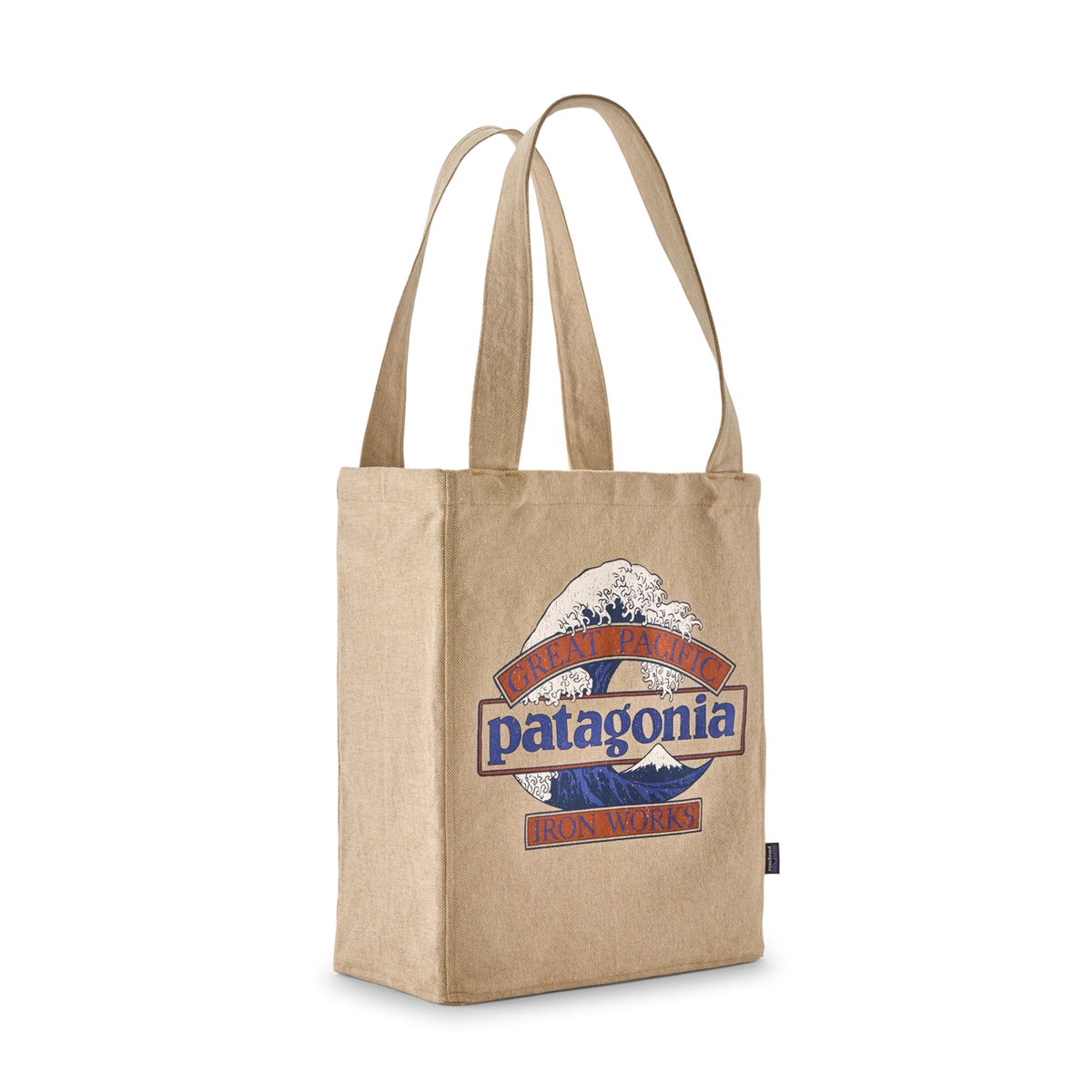 Patagonia Recycled Market Tote - Great Waves w/Eddy Blue: Classic Tan