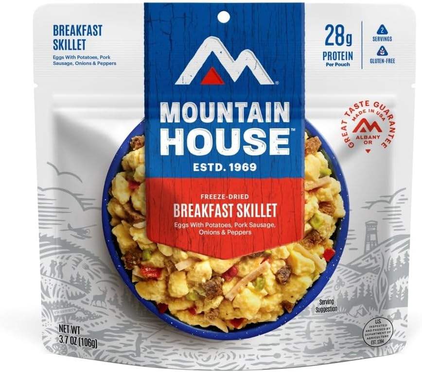 Mountain House Breakfast Skillet | Freeze-Dried Meal with Hash Browns, Sausage, Veggies & Scrambled Eggs | High-Protein Camping & Emergency Food