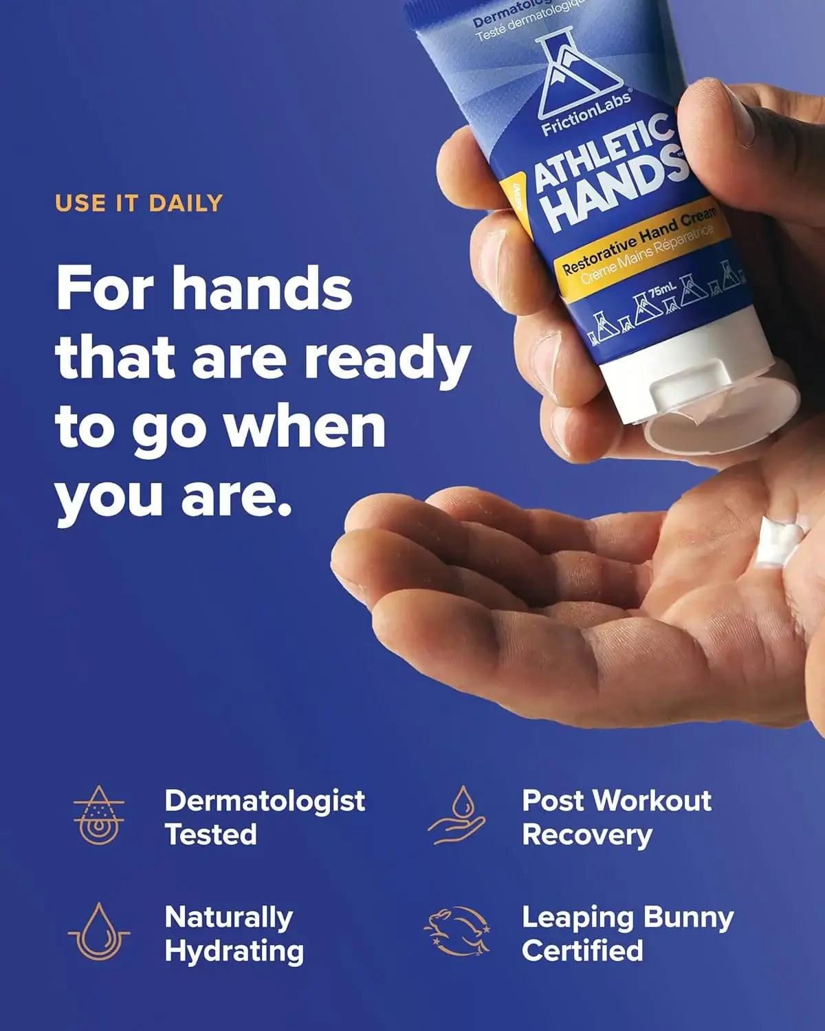 Athletic Hands Daily Restorative Hand Cream – 75 mL Fast-Absorbing Tube