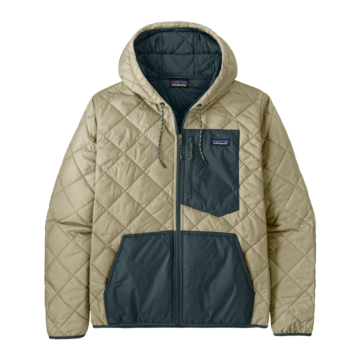 Patagonia Diamond Quilted Bomber Hoody - Men's - WEATHERED STONE W/SUMMIT BLUE