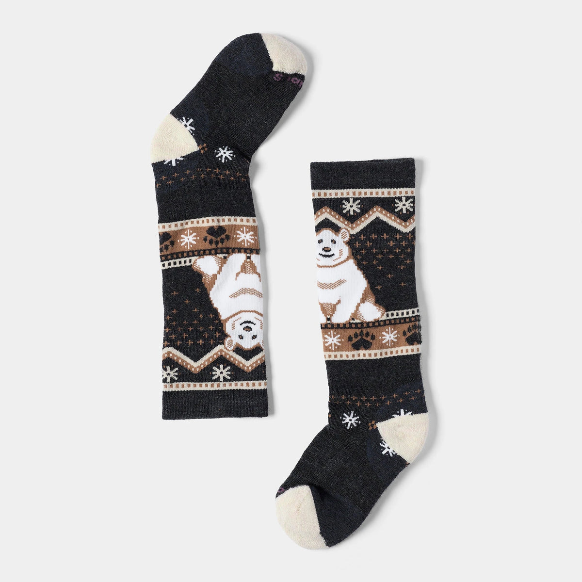 Smartwool Kids' Wintersport Full Cushion Polar Bear Pattern Over The Calf Socks in Charcoal