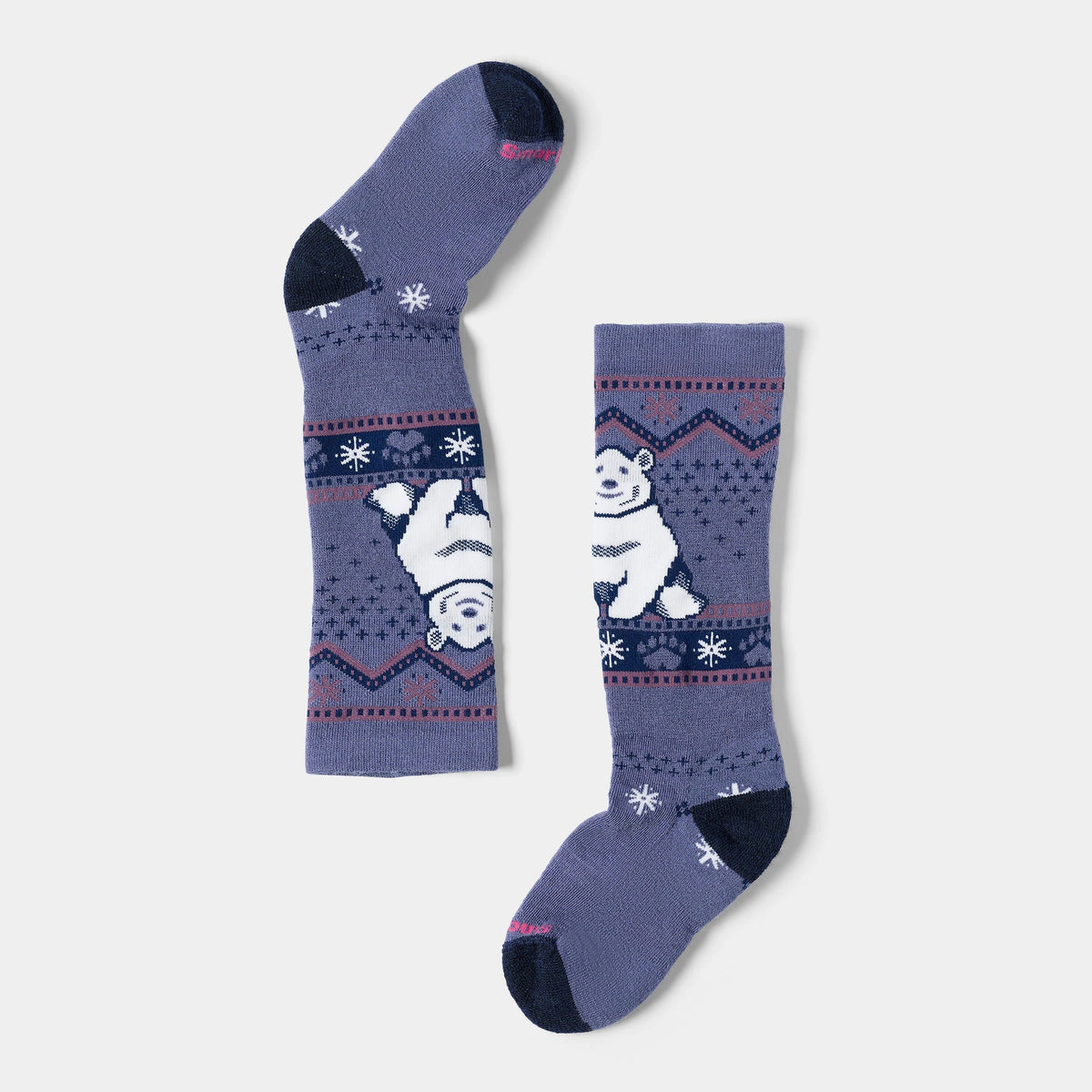 Smartwool Kids' Wintersport Full Cushion Polar Bear Pattern Over The Calf Socks in Nightfall Blue