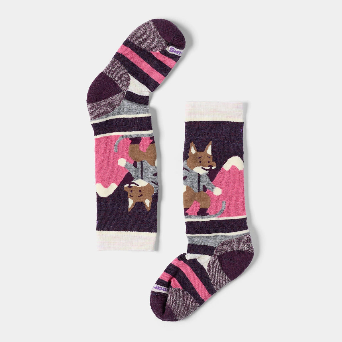 Smartwool Kids' Wintersport Full Cushion Fox Glade Print Over The Calf Socks in Moonbeam