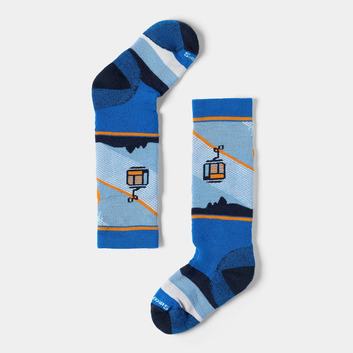 Smartwool Kids' Wintersport Full Cushion Gondola Games Print Over The Calf Socks in Laguna Blue