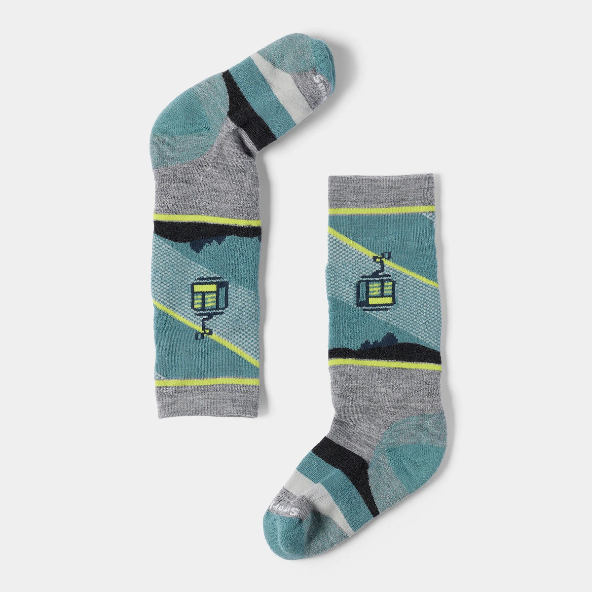 Smartwool Kids' Wintersport Full Cushion Gondola Games Print Over The Calf Socks in Light Gray