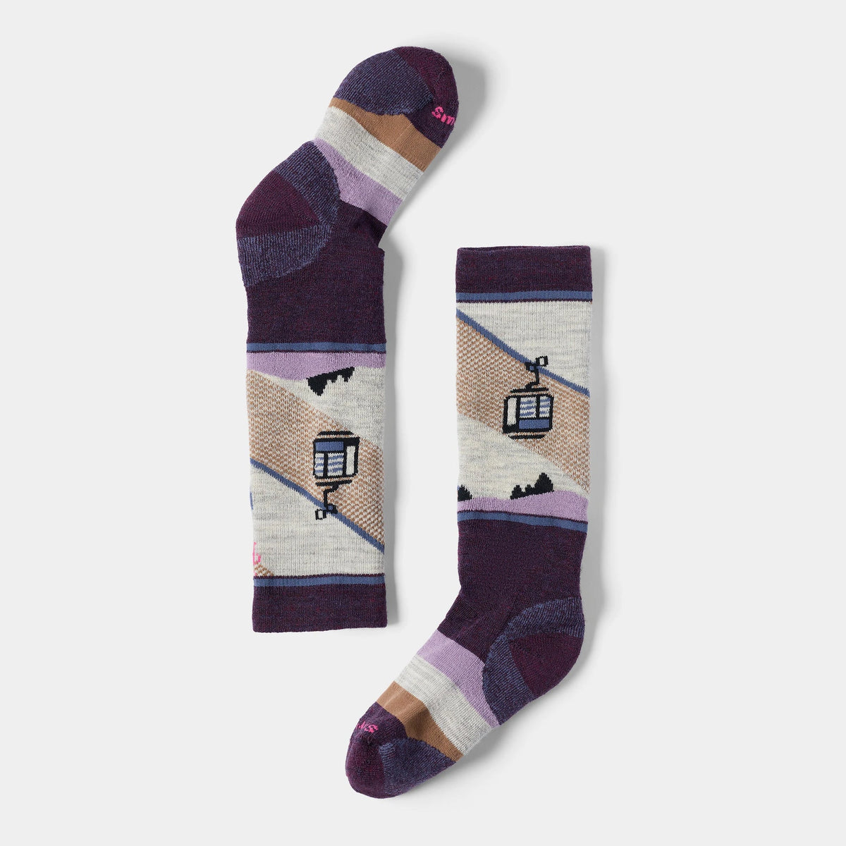Smartwool Kids' Wintersport Full Cushion Gondola Games Print Over The Calf Socks in Purple Iris