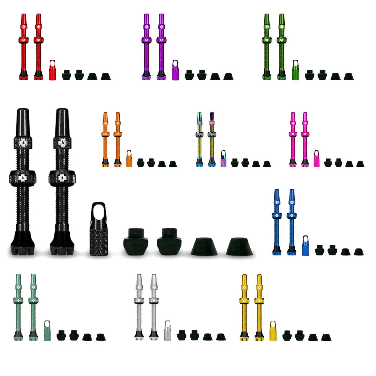 Muc-Off, V2, Tubeless Valve, Presta, 44mm, Black, Pair