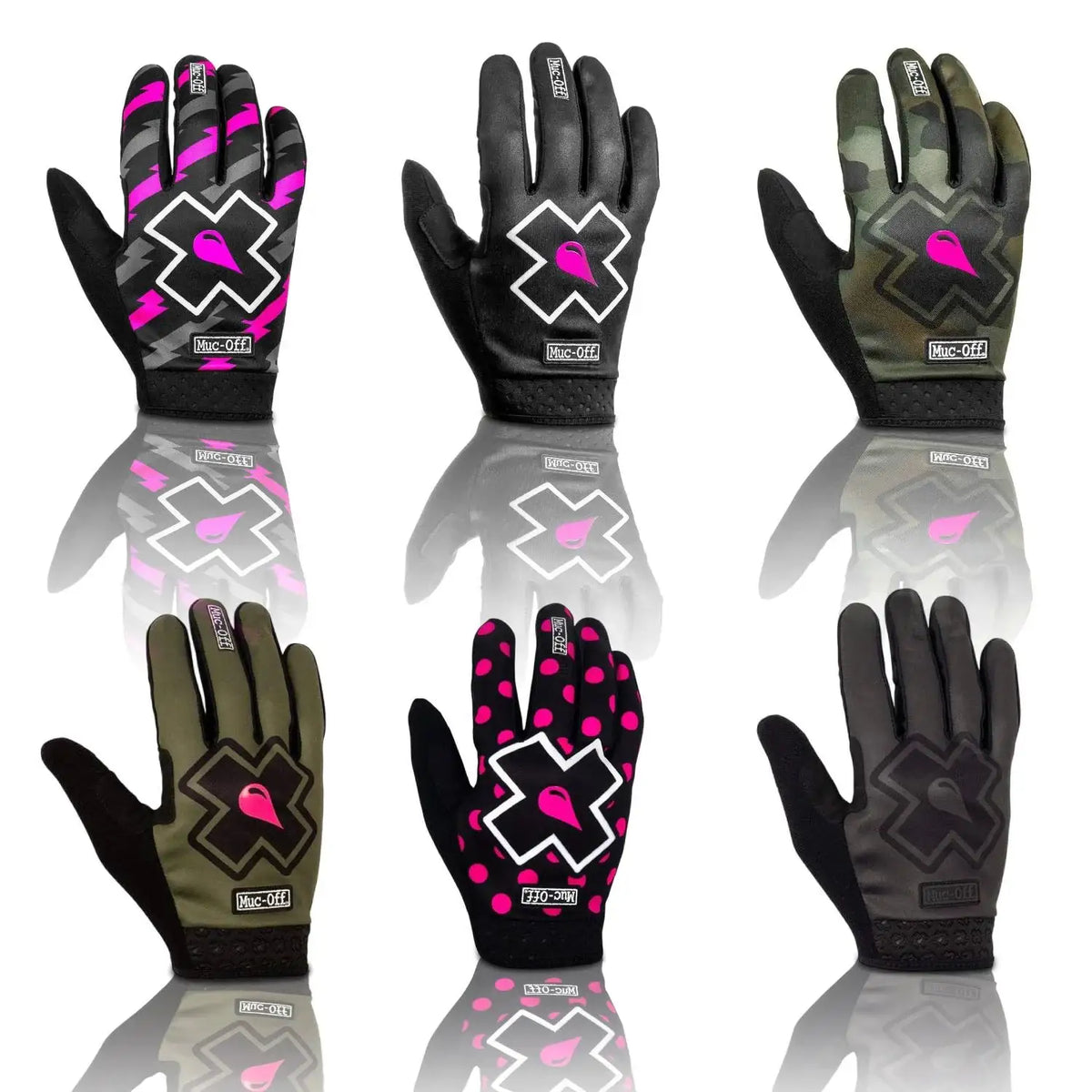 Muc-Off, MTB Ride, Full Finger Gloves, Unisex, Bolt, S, Pair