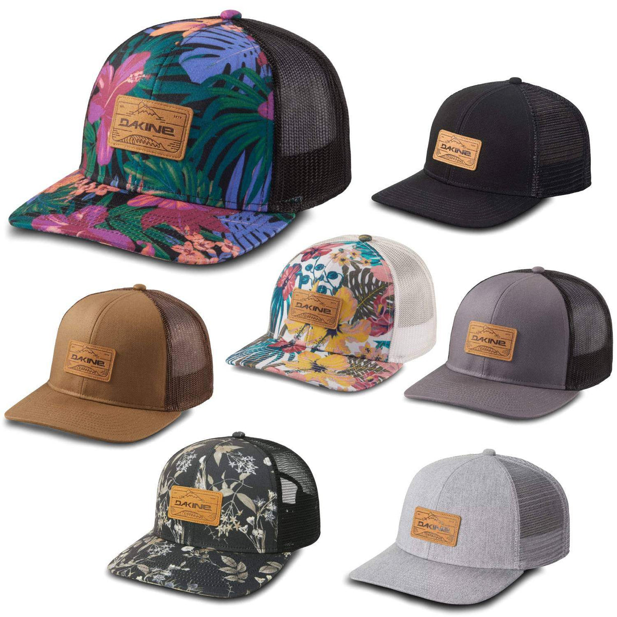 Dakine Peak to Peak Trucker Hat Adjustable Snap Back W/ Woven Flag Label