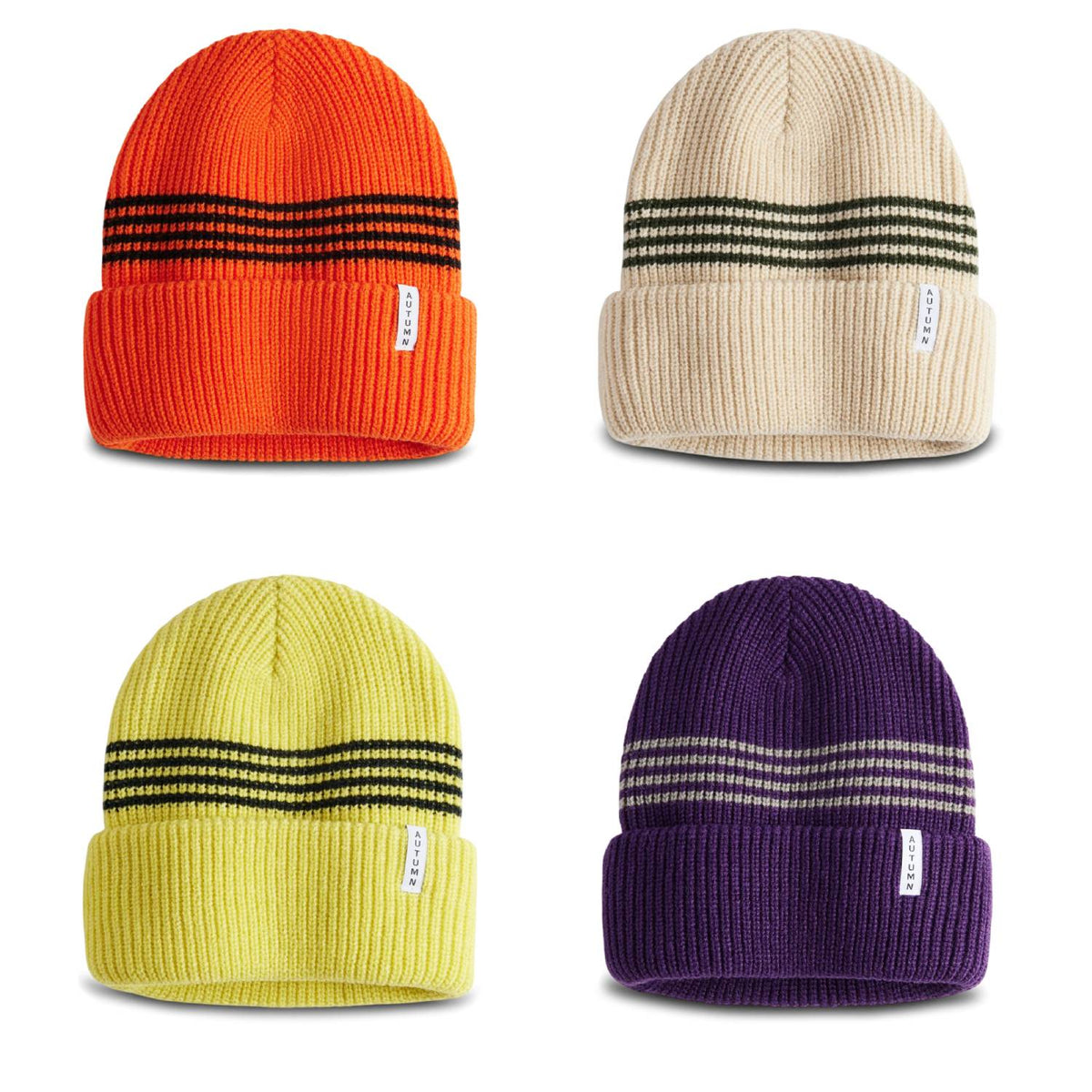Autumn Youth Mini Stripe Beanie – Two-Color Contrast