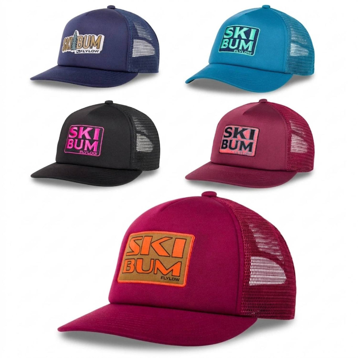 FlyLow Ski Bum Trucker Hat | Wear Your Ski Bum Pride with Every Adventure