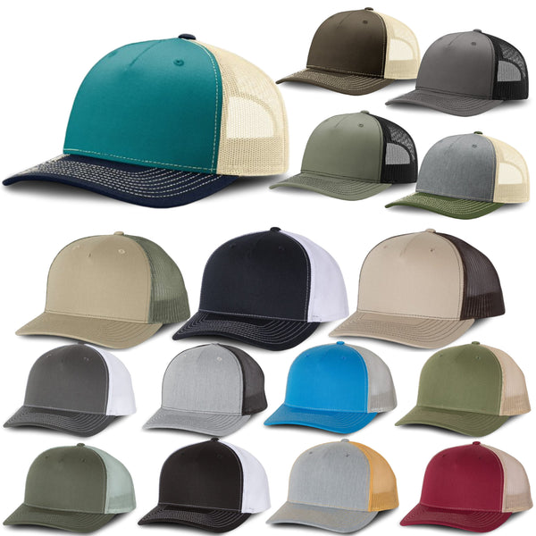 Richardson 112FP Trucker Hat Five Panel Cap Adjustable Split Hat Snapback Cap