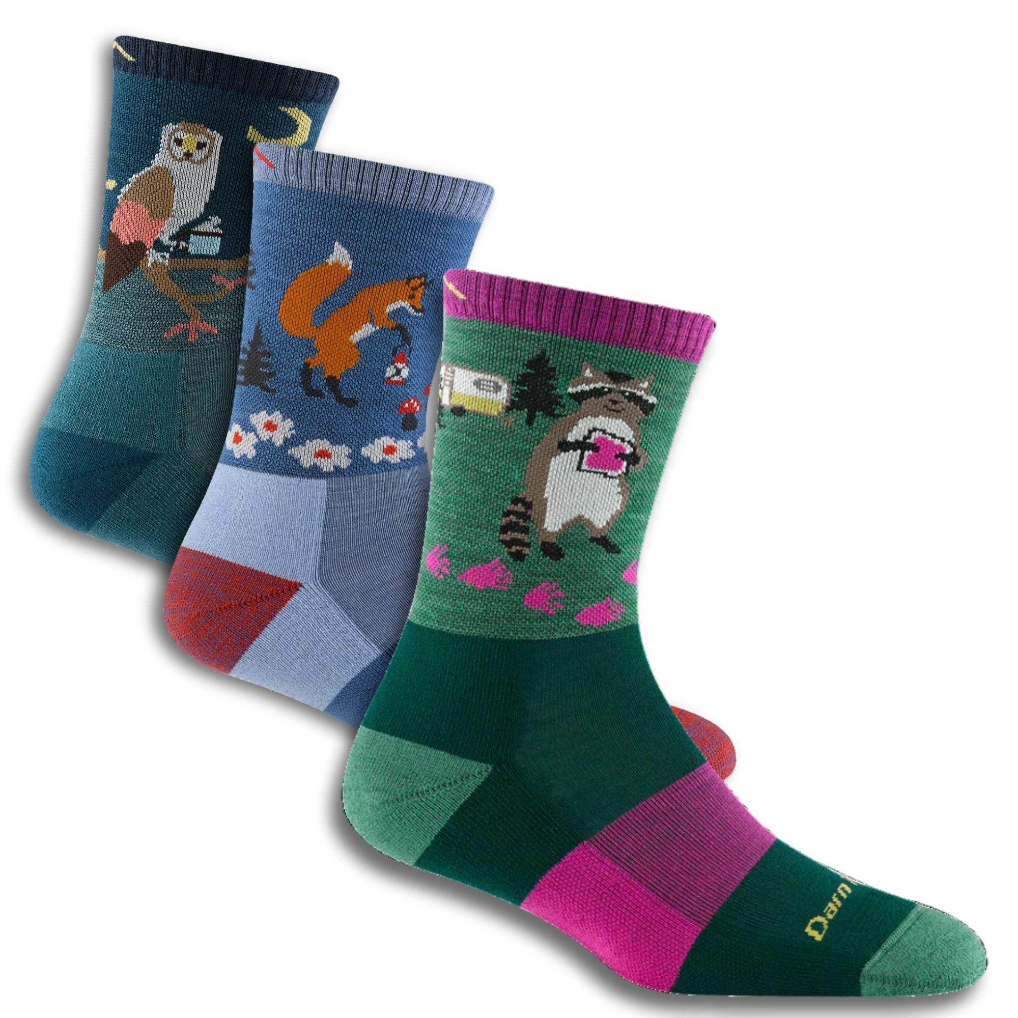 Darn Tough Women's Lightweight Crew Socks – Merino Wool, Fair Isle Pattern, Size L (Retail $24)