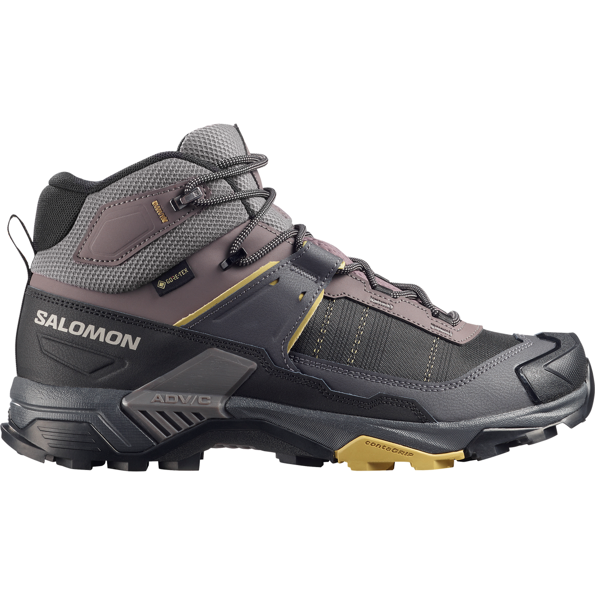 Salomon X Ultra 5 Mid Wide GORE-TEX men's hiking boot in DARK GULL GRAY/ASPHALT/WILLOW