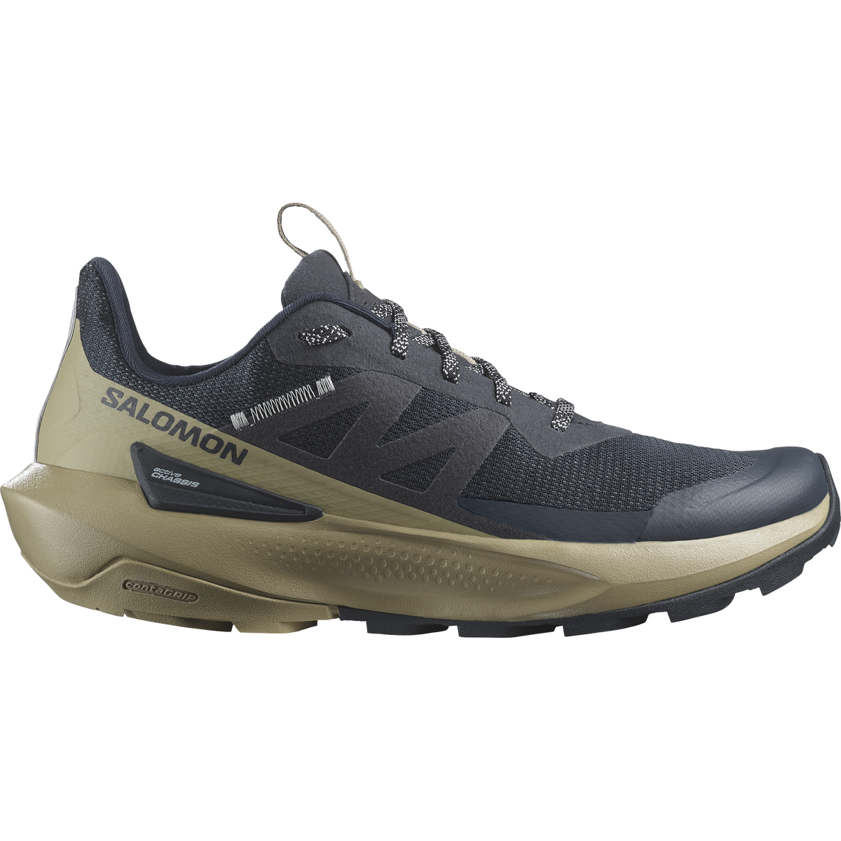 Salomon Elixir Activ men's hiking shoe in Carbon / Slate Green / Glacier Gray