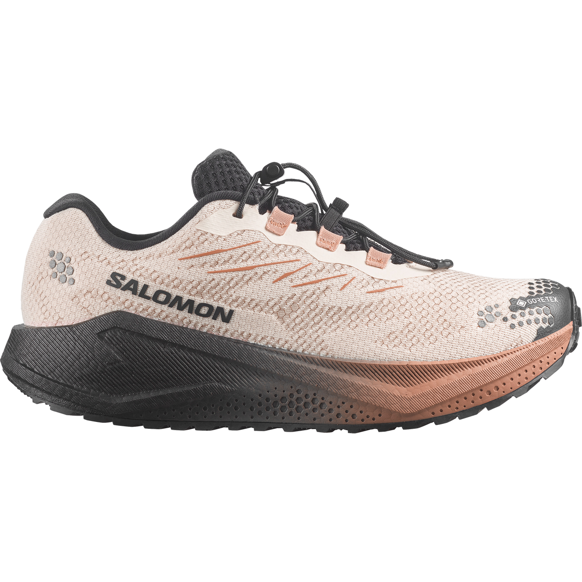Salomon Aero Blaze 4 GRVL Gore-Tex men's gravel running shoe in VANILLA ICE/BLACK/BURRO - side view