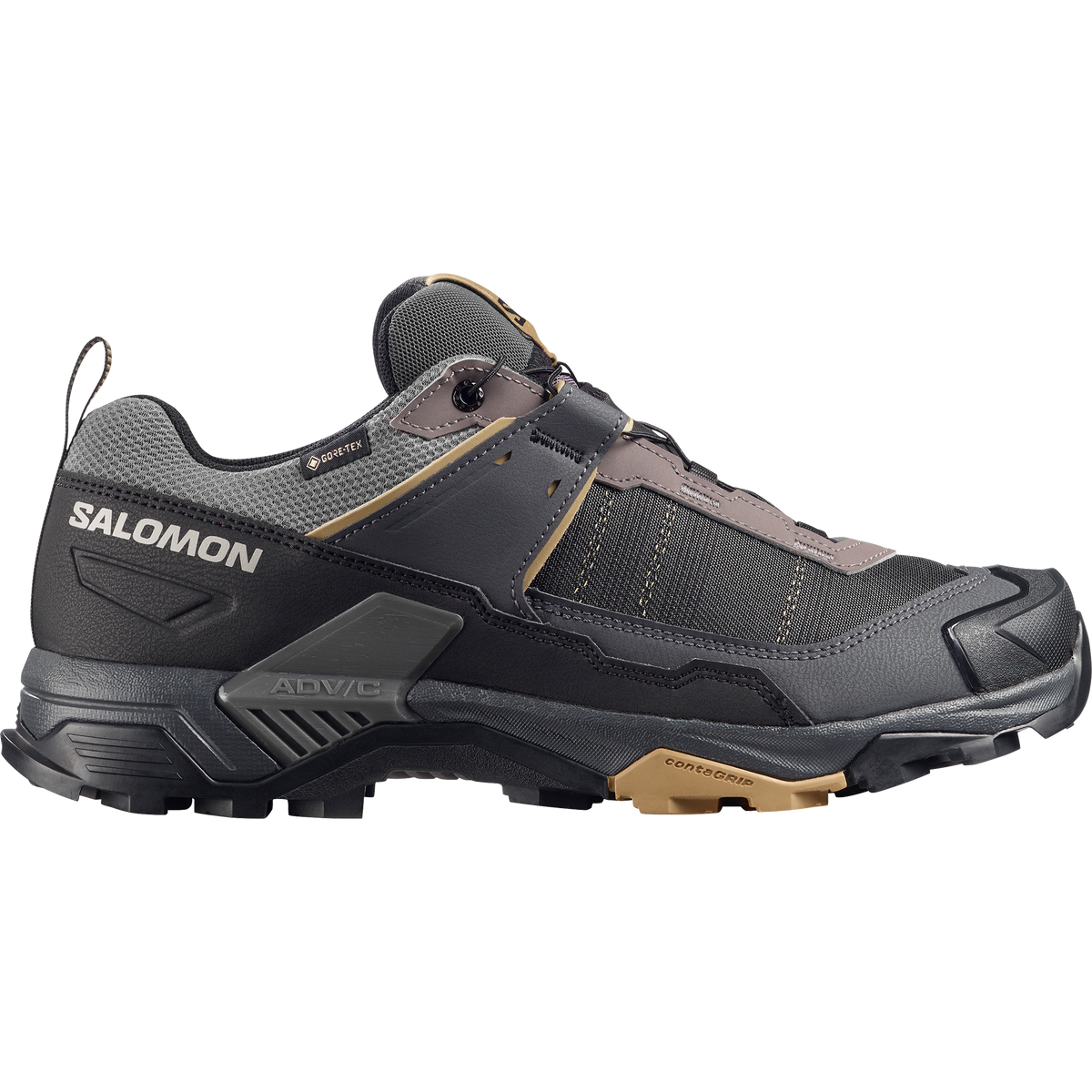 Salomon X Ultra 5 Wide GORE-TEX men's hiking shoe in Dark Gull Gray/Asphalt/Willow