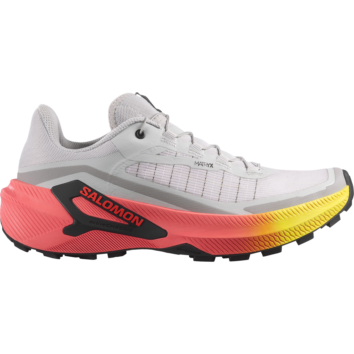 Salomon Genesis 2 women's trail running shoe in GRAY VIOLET/SAFETY YELLOW/NEON FLAME