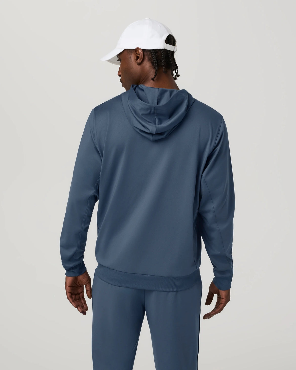 Vuori Sunday Pullover Hoodie Men’s in Bay Blue – on model