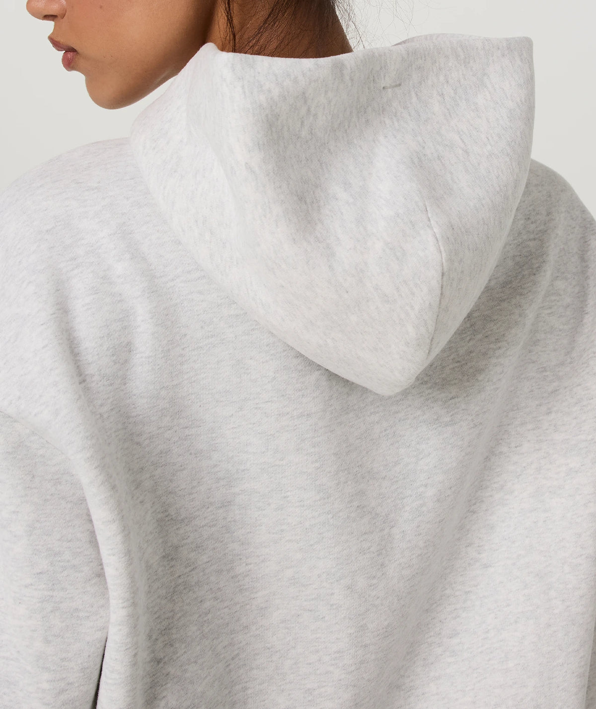 Vuori Restore OS Hoodie Women’s in Pale Grey Heather Tonal – on model