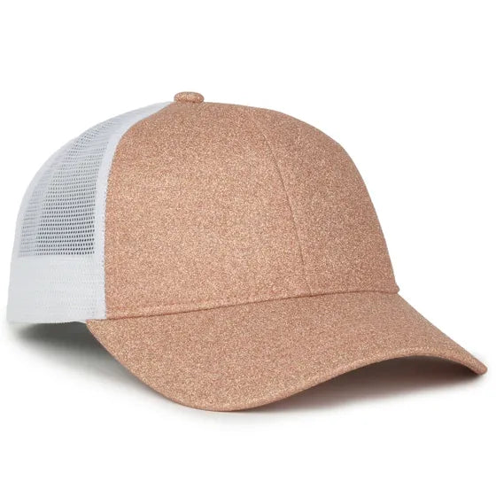Outdoor Cap OCGLTR Glitter Trucker Hat – Ladies' Low-Crown Mesh-Back Snapback Cap
