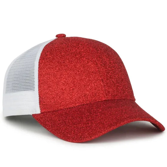 Outdoor Cap OCGLTR Glitter Trucker Hat – Ladies' Low-Crown Mesh-Back Snapback Cap