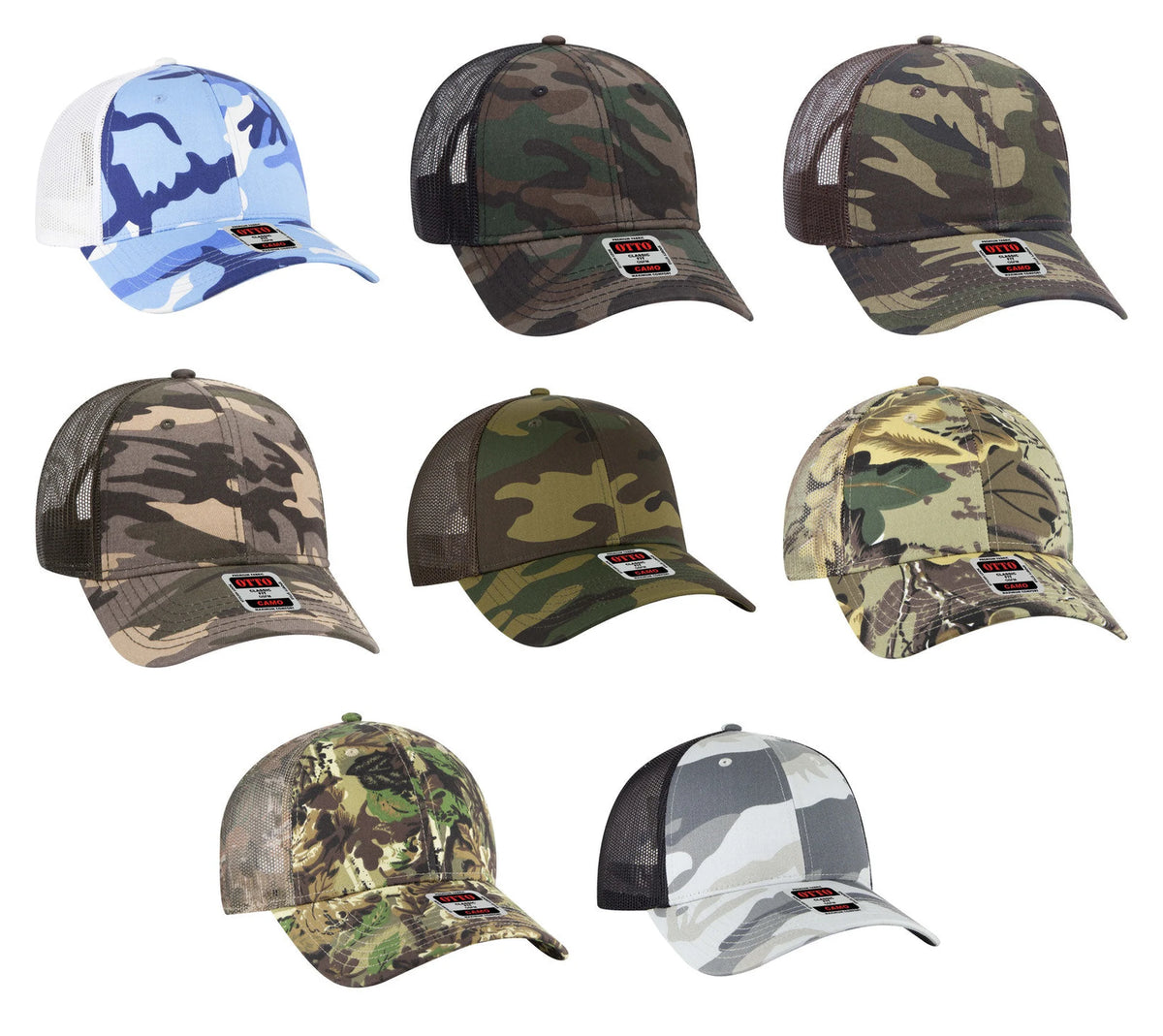 OTTO CAP® 105-1247 - Camouflage 6 Panel Low Profile Mesh Back Trucker Hat