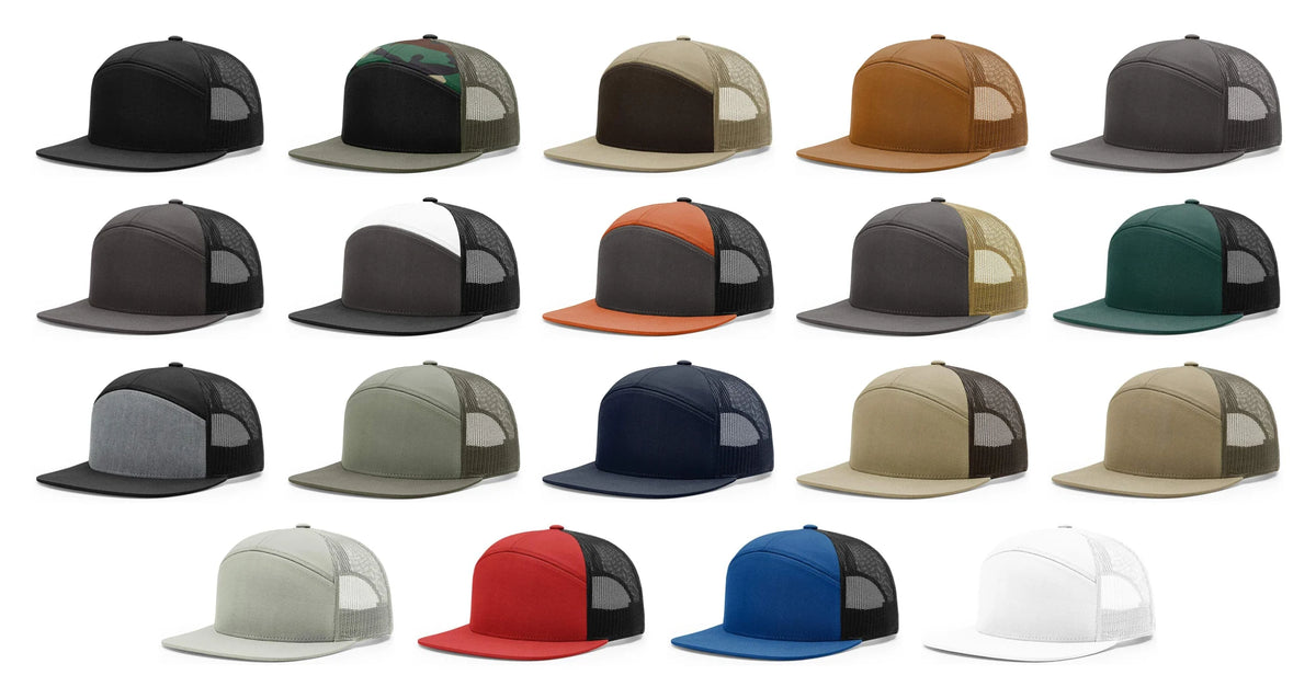 Richardson 168 Hat 7-Panel Trucker Cap Hi-Pro Adjustable Snapback - OSFM