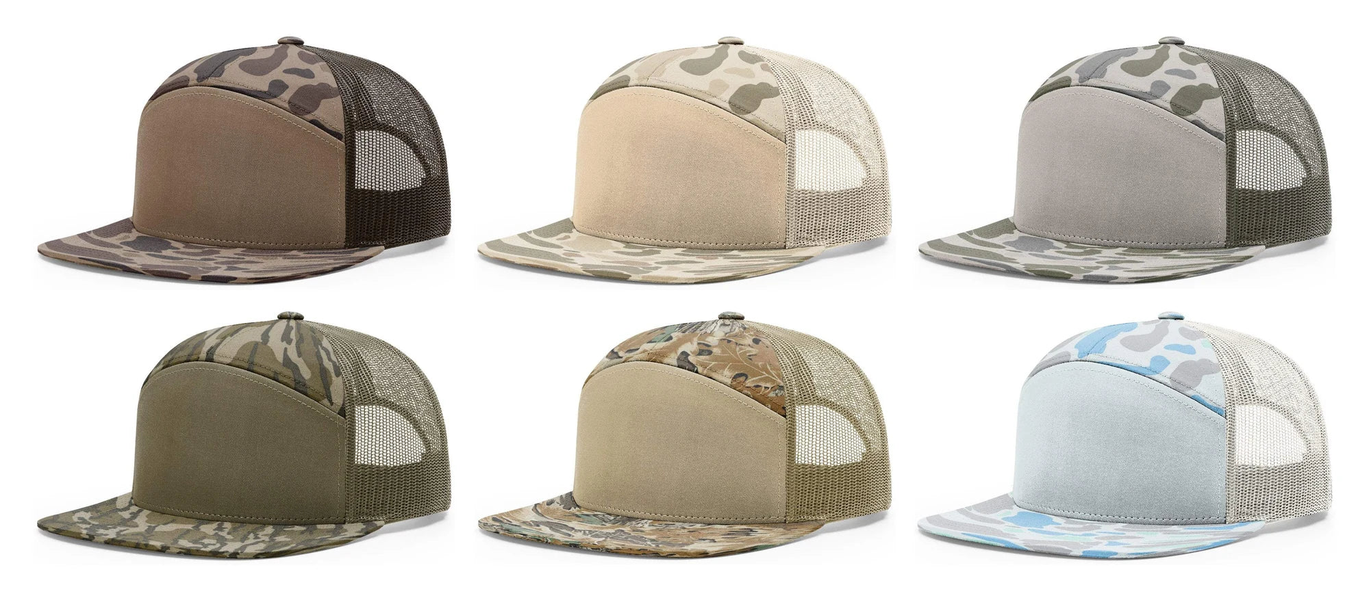 Richardson 168P Camo 7-Panel Flat Bill Trucker Hat