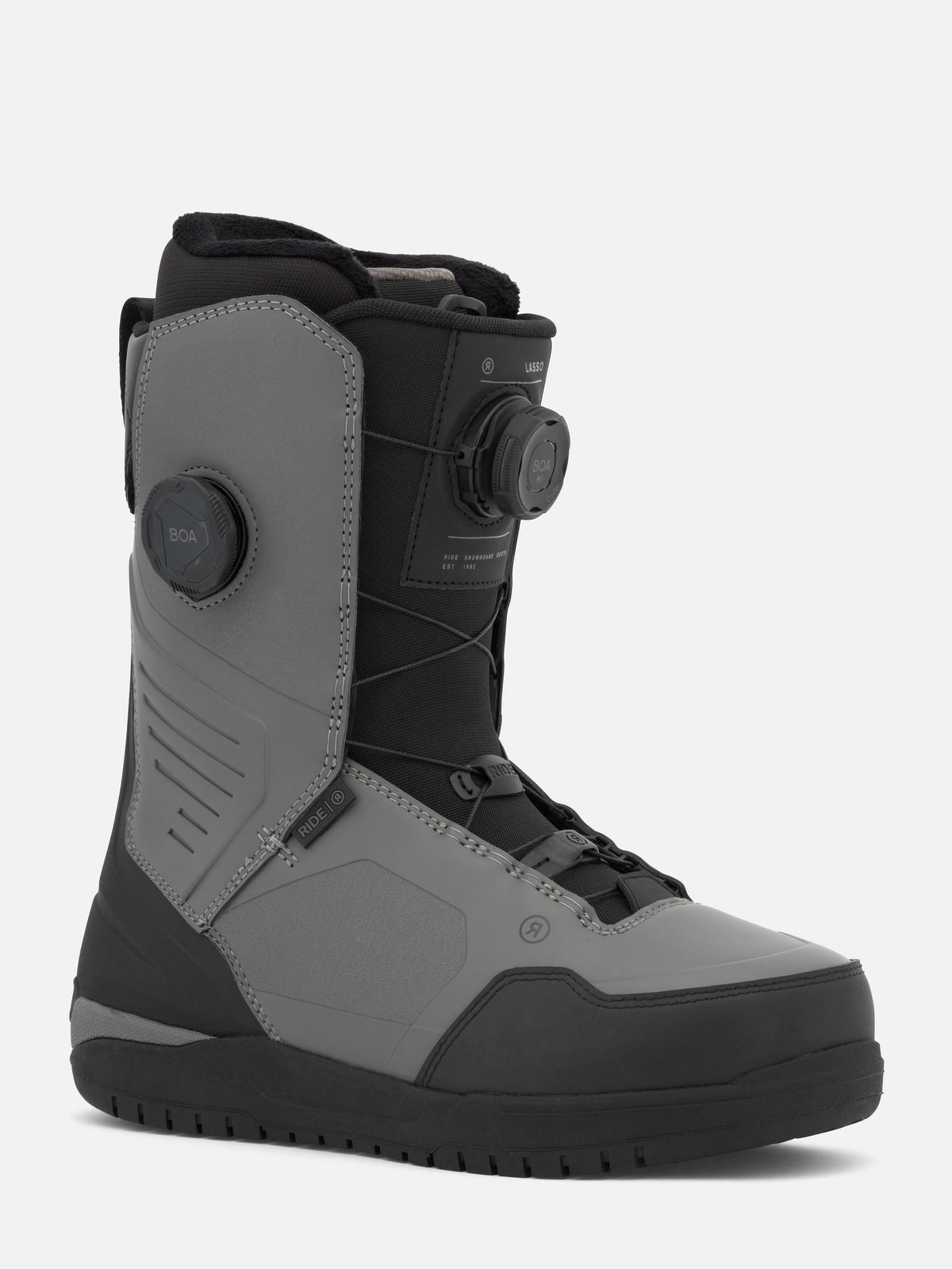 Ride Lasso Snowboard Boots 2027 grey outside profile with H4 BOA Coiler
