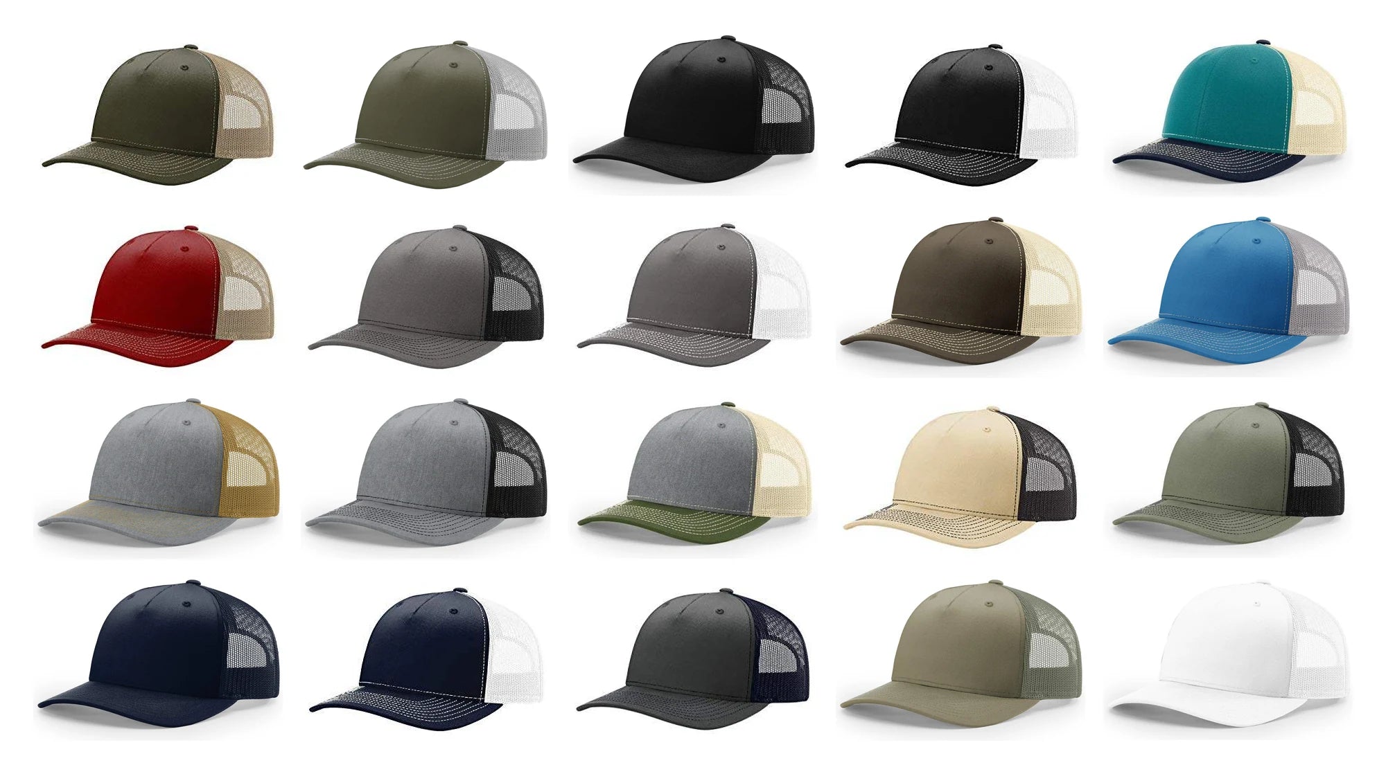 Richardson 112FP Trucker Hat Five Panel Cap Adjustable Split Hat