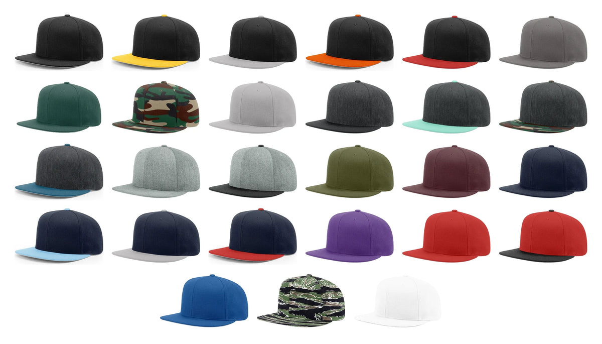 Richardson 510 Flatbill Snapback Cap Wool Blend Hat Hi-Profile Adjustable Snapback