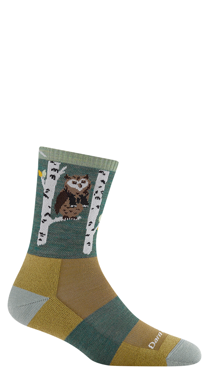 Darn Tough Critter Club Lightweight Micro Crew - Women's - Owl Green