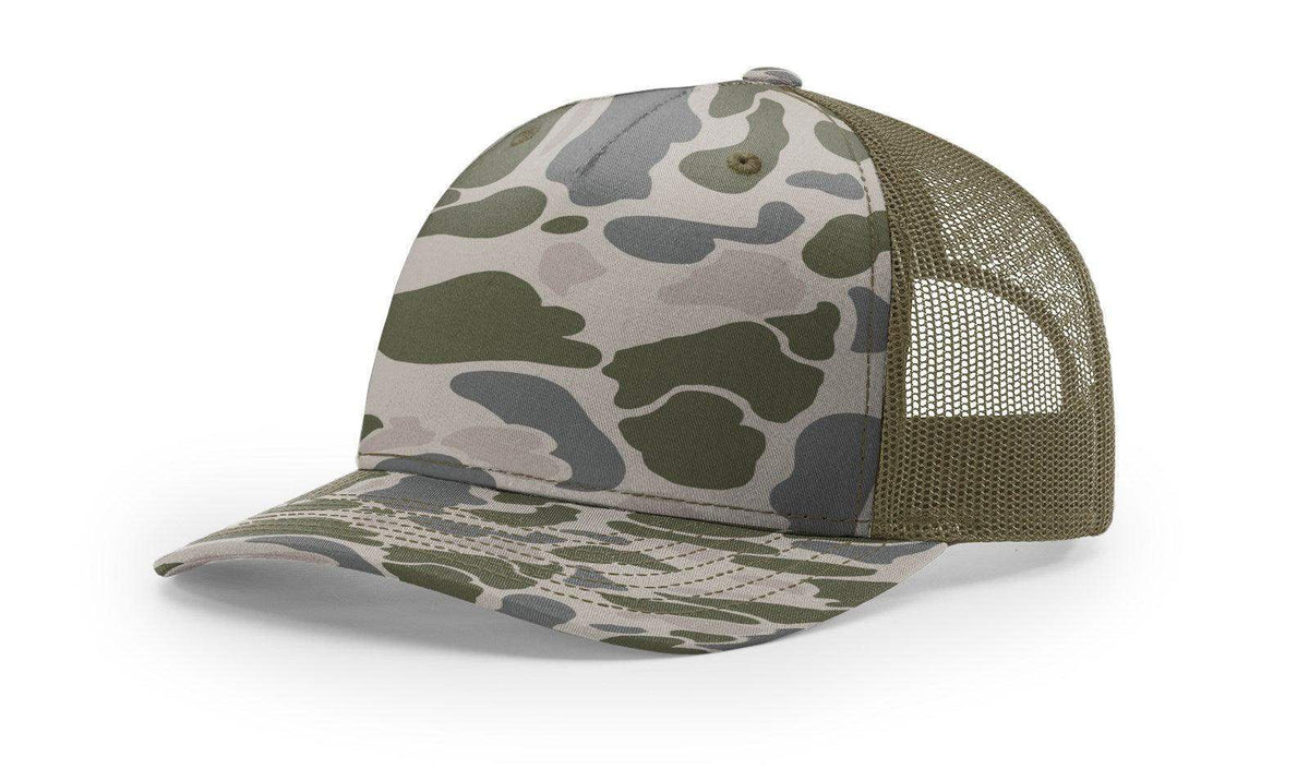 Richardson 112P Camo Trucker Hat Snapback Caps Camo Blaze Orange Realtree Mossy Oak Hats - Richardson - Ridge & River