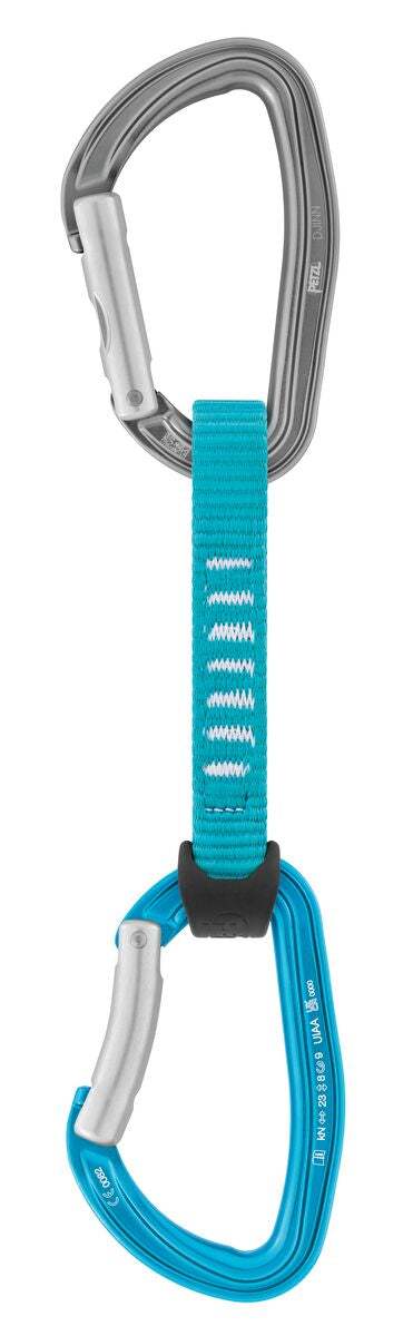 Petzl DJINN AXESS quickdraws, pack of 6 durable quickdraws for outdoor climbing, 11 cm, turquoise