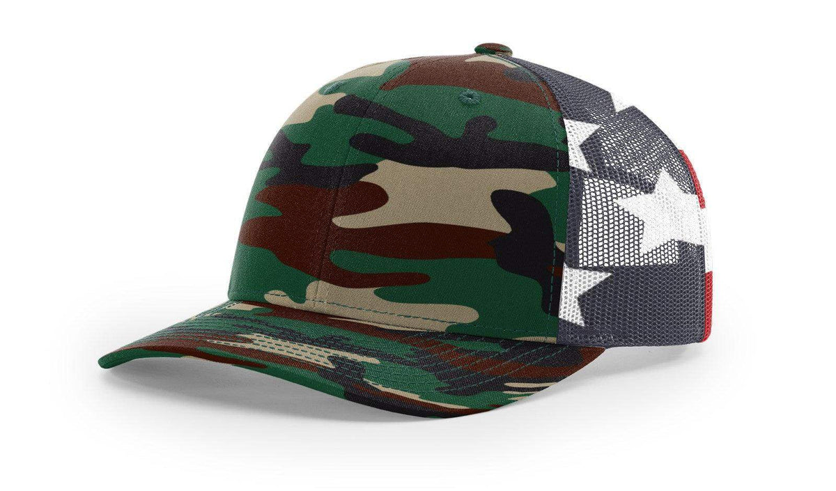 Richardson 112PM Printed Mesh Trucker Cap Hat Adjustable Snapback Closure American Flag Hat - Richardson - Ridge & River